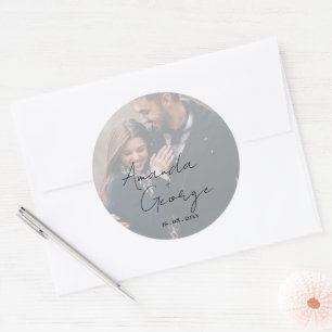 Elegante Pegatina de Boda de fotografía de efecto