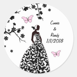 Elegante Pegatina de Boda Novia hizo mariposas