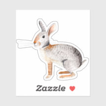 Elegante Pegatina de conejo gris y marrón animal