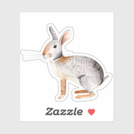 Elegante Pegatina de conejo gris y marrón animal