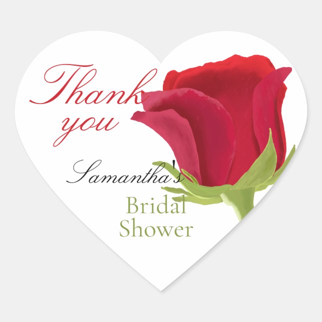 Elegante Pegatina de Corazón Rojo Rojo Bridal Show (Anverso)
