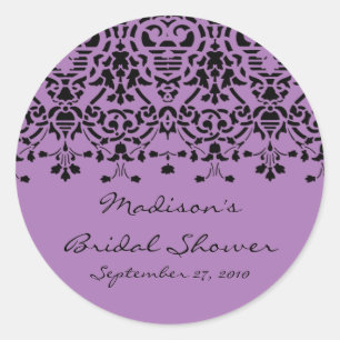 Elegante Pegatina de ducha de novia morado y negro