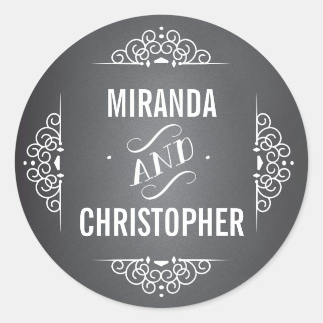 Elegante Pegatina de favores personalizado de Chal (Anverso)