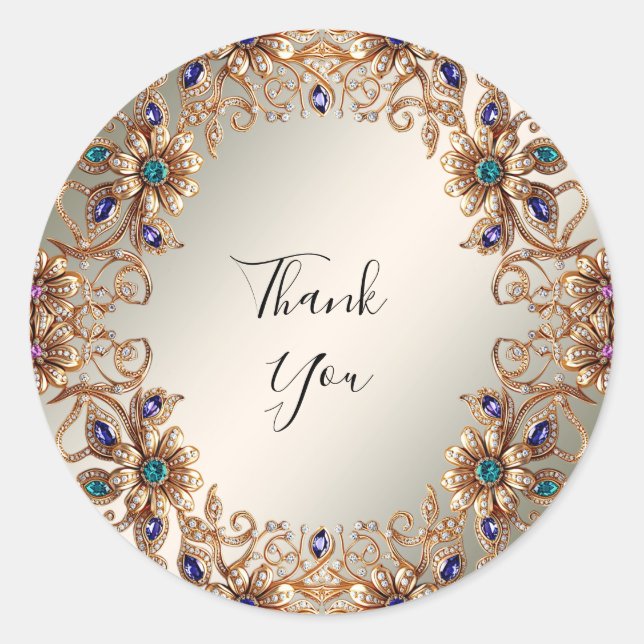 Elegante Pegatina de flores de joyas de oro (Anverso)