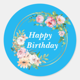 Elegante Pegatina de flores rosadas y de oro