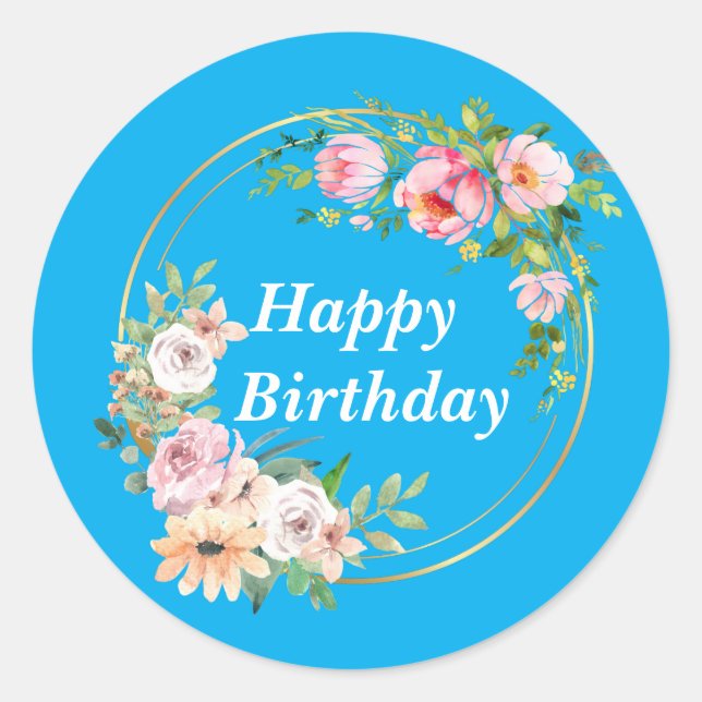 Elegante Pegatina de flores rosadas y de oro (Anverso)