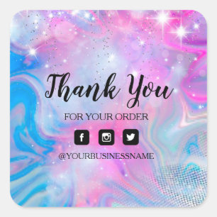 Elegante Pegatina de Holografía Unicornio