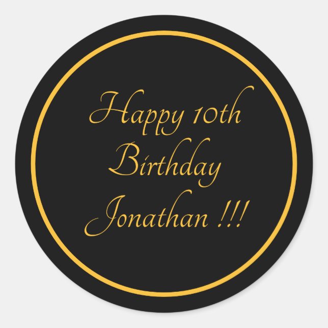 Elegante Pegatina de la Ronda de Cumpleaños Feliz (Anverso)