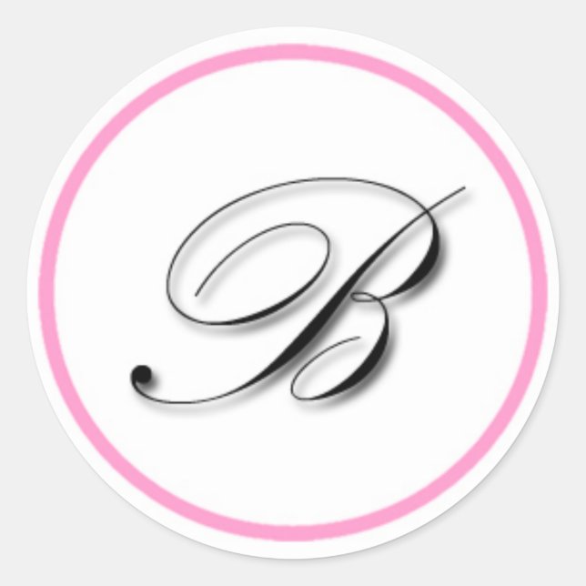 Elegante pegatina de monograma "B": rosa y negro (Anverso)