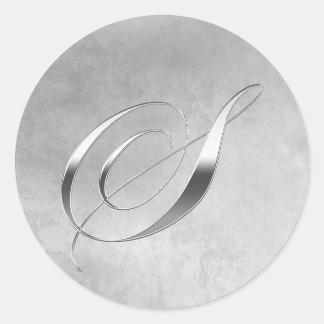 Elegante Pegatina de Monograma S Plateado (Anverso)