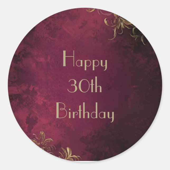 Elegante Pegatina de oro de Borgoña y Faux (Anverso)