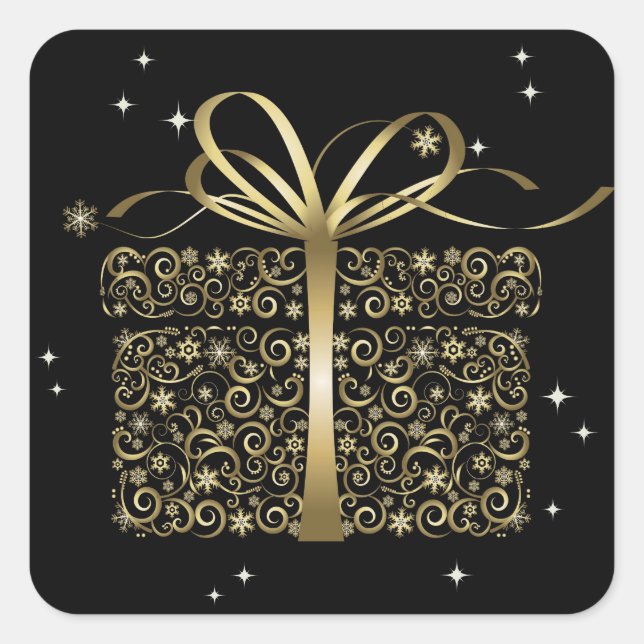 Elegante Pegatina de regalo de oro - SRF (Anverso)