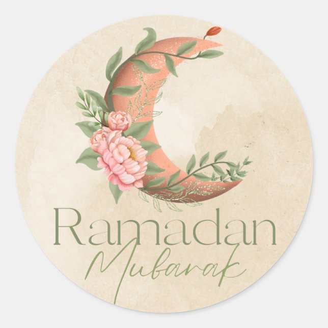 Elegante Pegatina de Regalos de Ramadán Mubarak Ra (Anverso)
