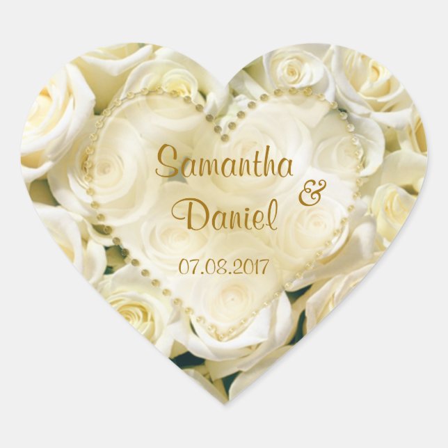 Elegante Pegatina de rosas crema blanca (Anverso)