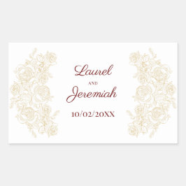 Elegante Pegatina de Rosas de Borgoña y Oro