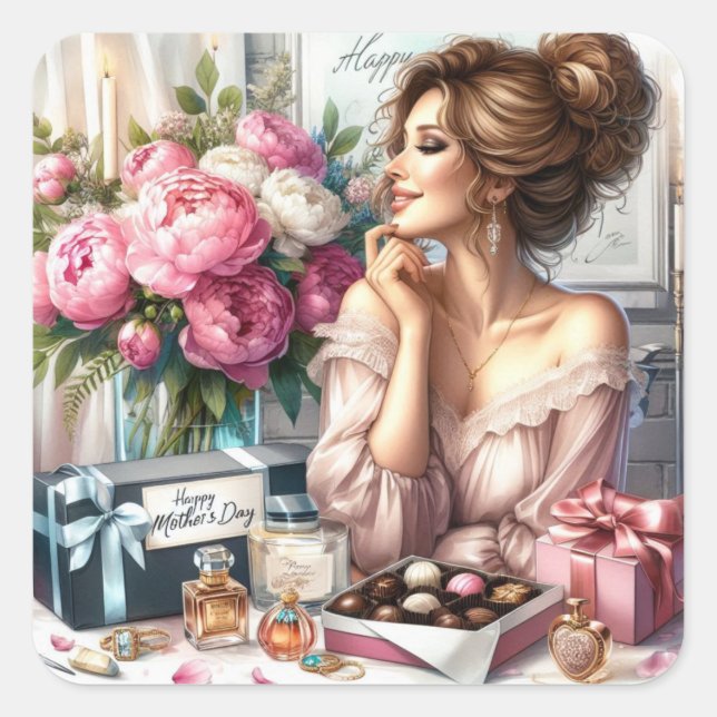 Elegante Pegatina del Día de la Madre (Anverso)
