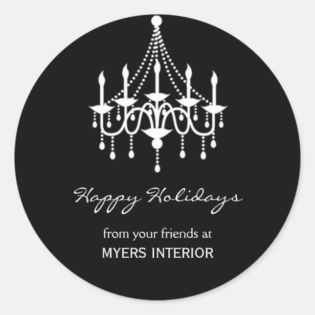 Elegante Pegatina del Favor de la Candela - Negro (Anverso)