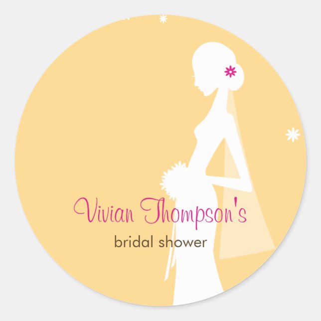 Elegante Pegatina del Favor de la Novia/Sello para (Anverso)