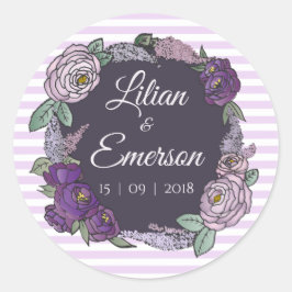 Elegante Pegatina Floral de Lilac y Lavender a ray
