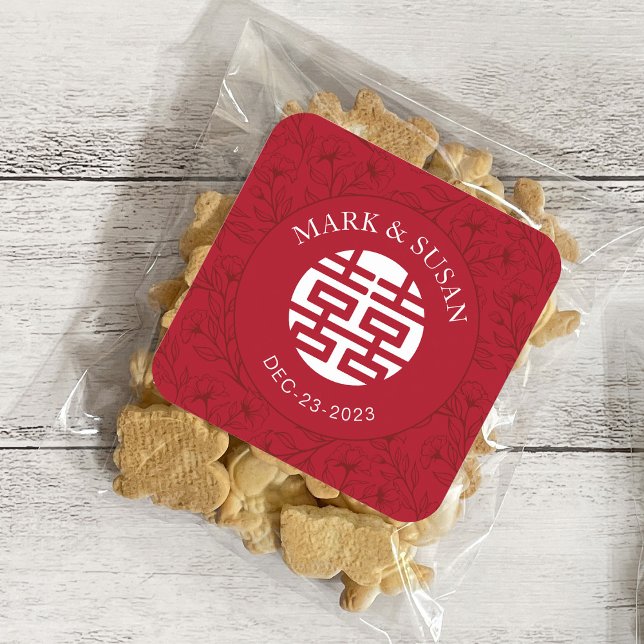 Elegante Pegatina floral tradicional Boda chino (Subido por el creador)