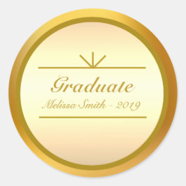 Elegante Pegatina Graduado de Oro