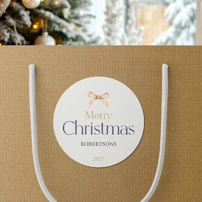 Elegante Pegatina navideño con reverencia dorada (Subido por el creador)