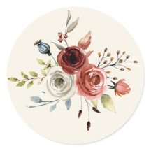 Elegante Pegatina redondo clásico de flores