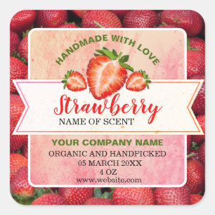 Elegante Pegatina Redondo Clásico de Fresas