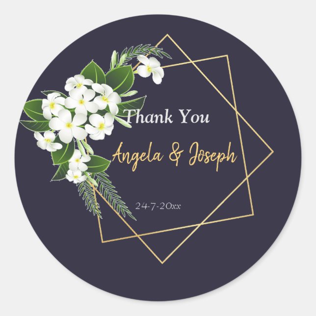 Elegante pegatina redondo geométrico de la Marina  (Anverso)