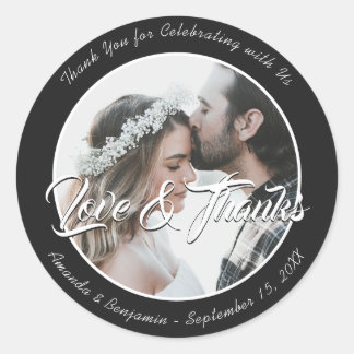 Elegante Pegatinas de fotos de Black Gracias Boda
