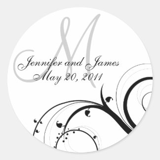 Elegante Pegatinas de Invitación a Boda en Monogra