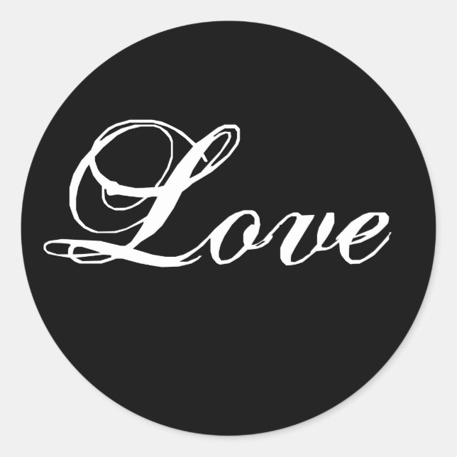 Elegante Pegatinas de la boda de amor blanco negro (Anverso)