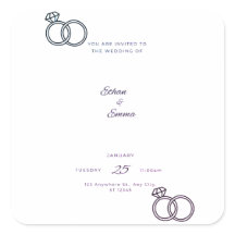 Elegante Pegatinas de la Boda Floral Azul