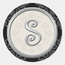 Elegante Pegatinas de Monograma Plateado: Sello S