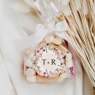 Elegante Pegatinas de sobres Boda de Monograma Flo