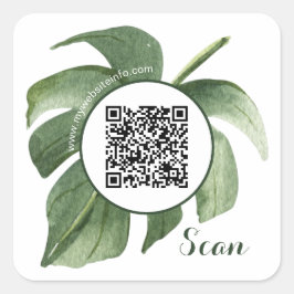 Elegante Pegatinas Floral QR Code Business Square