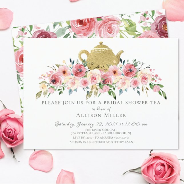 Elegante Peony Floral Bridal Shower Tea Invitación (Subido por el creador)