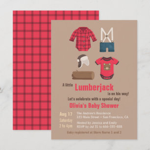 Elegante Pequeño Lumberjack Bebé Invitaciones a la