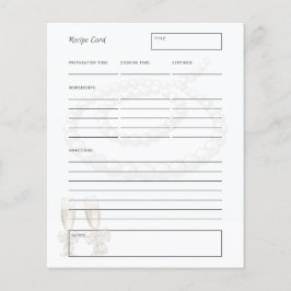 Elegante Perlas Prosecco Tarjeta de Receta de Duch