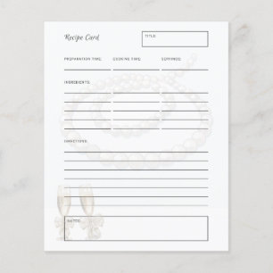 Elegante Perlas Prosecco Tarjeta de Receta de Duch
