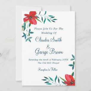 Elegante pero simple invitación a la boda de flore