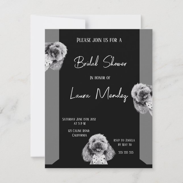 elegante perro de caniche Bridal Shower Invitación (Anverso)