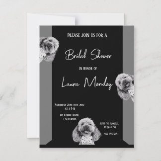 elegante perro de caniche Bridal Shower Invitación