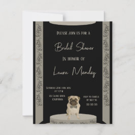 elegante perro de pug lindo Bridal Shower Invitaci