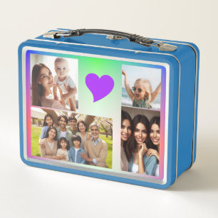 Elegante Personalizado 10-Photo Pink Purple Hearts