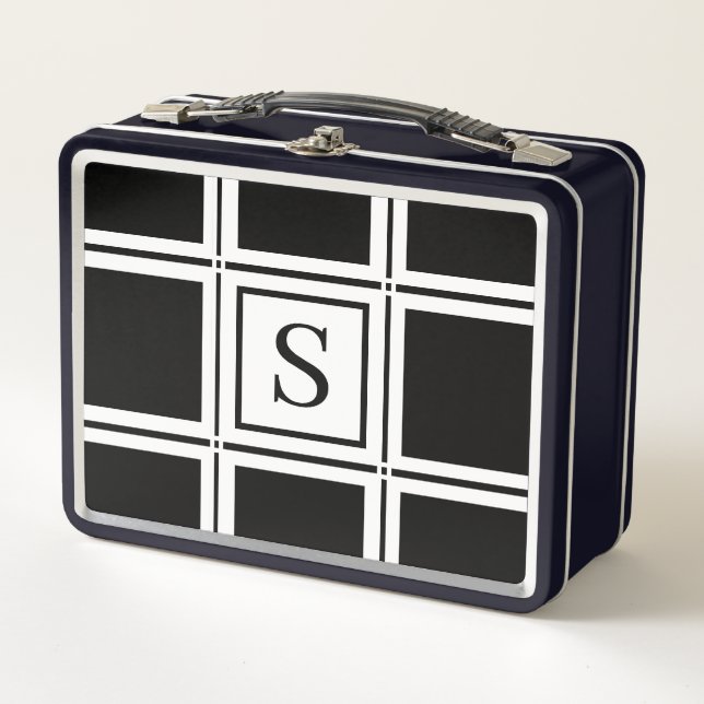 Elegante Personalizado blanco y negro inicial (Anverso)