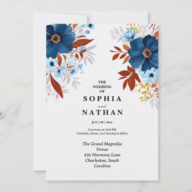 Elegante Personalizado de Invitación a Boho Floral (Anverso)