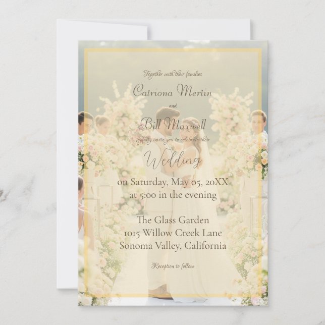 Elegante Personalizado de la invitación a la boda  (Anverso)