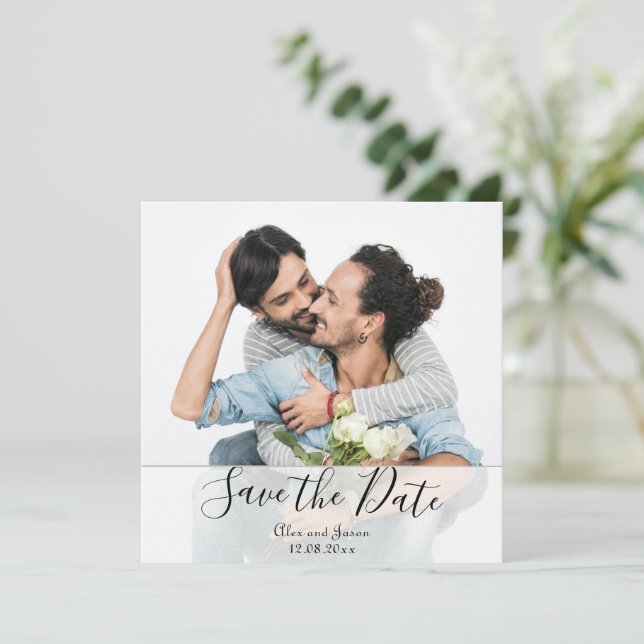 Elegante Personalizado moderno foto cambio Boda de (Anverso de pie)