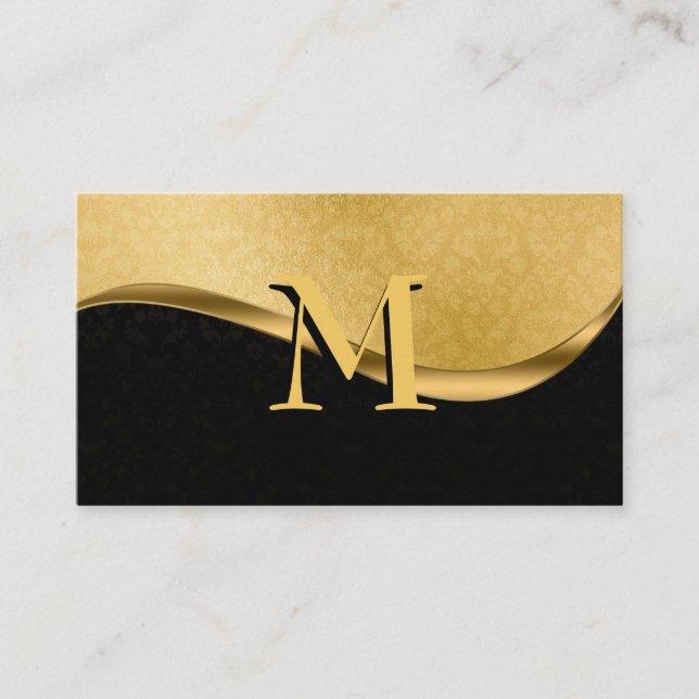 Elegante Personalizado Monograma Gold Tarjeta de v (Anverso)